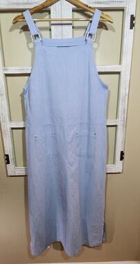 Mountain Lake Casuals Blue Gingham Sleeveless Maxi Dress Size M 100% Cotton